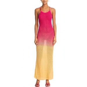 FORE COLLECTION WOMENS SIZE XSMALL OMBRE CROCHET MAXI DRESS PINK ORANGE NEW